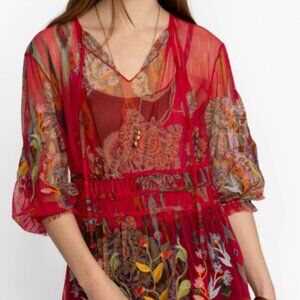 Johnny Was FEATHER LARK MESH BLOUSE